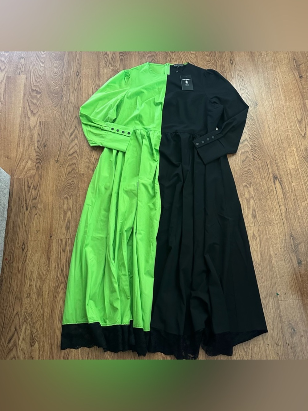 Lively Ghosts Two-Tone Green & Black Long Sleeve Maxi Dress plus size 2XL NWT - Picture 5 of 14